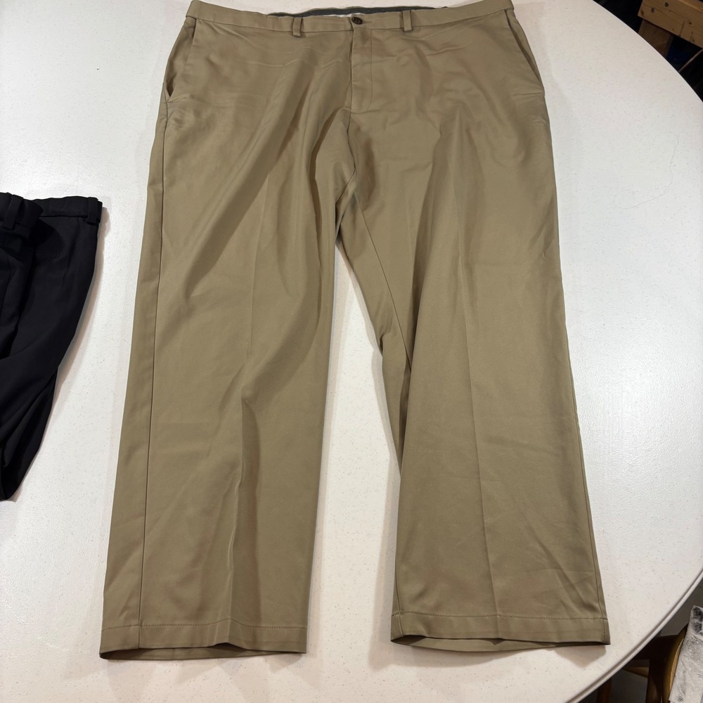 Lot of 2 Haggar Cool 18 Pro Mens Pants 44x30 Black Pleated Khaki Flat Front - Picture 2 of 11